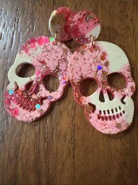 Handmade resin skull earrings